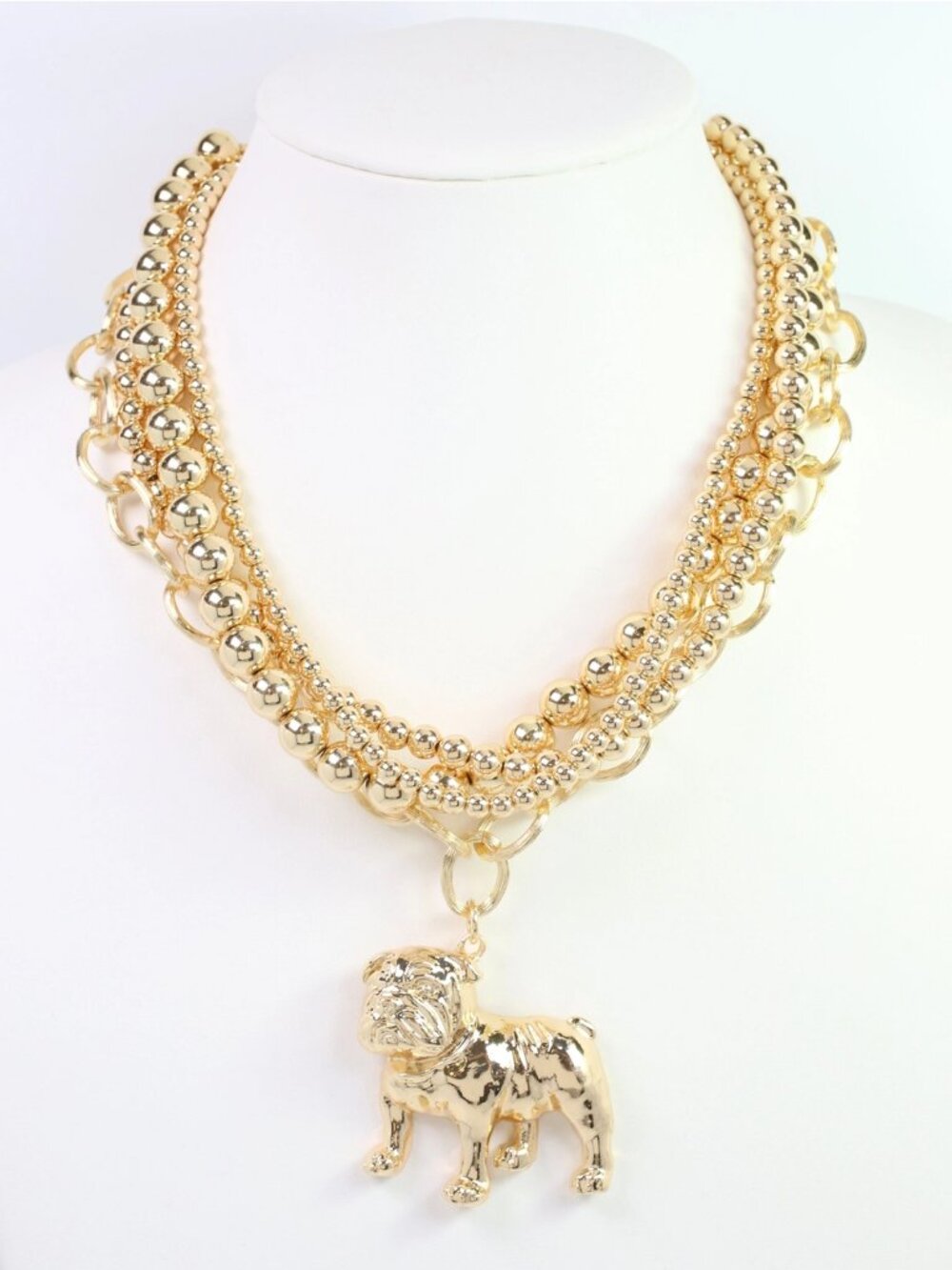 Bold Chunky Caroline Hill gold Bulldog Necklace NWT